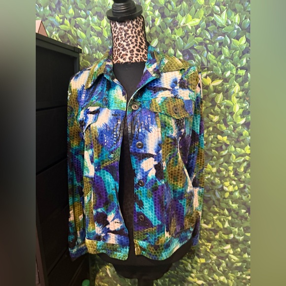 Notations Jackets & Blazers - Notations Blue and Purple Patterned Garment mp14